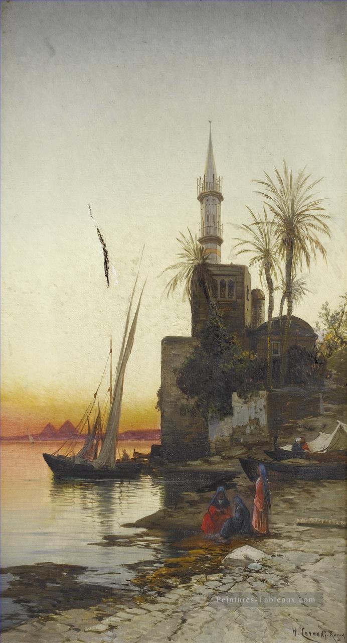 sur les rives du Nil 1 Hermann David Salomon paysage orientaliste Corrodi Peintures à l'huile